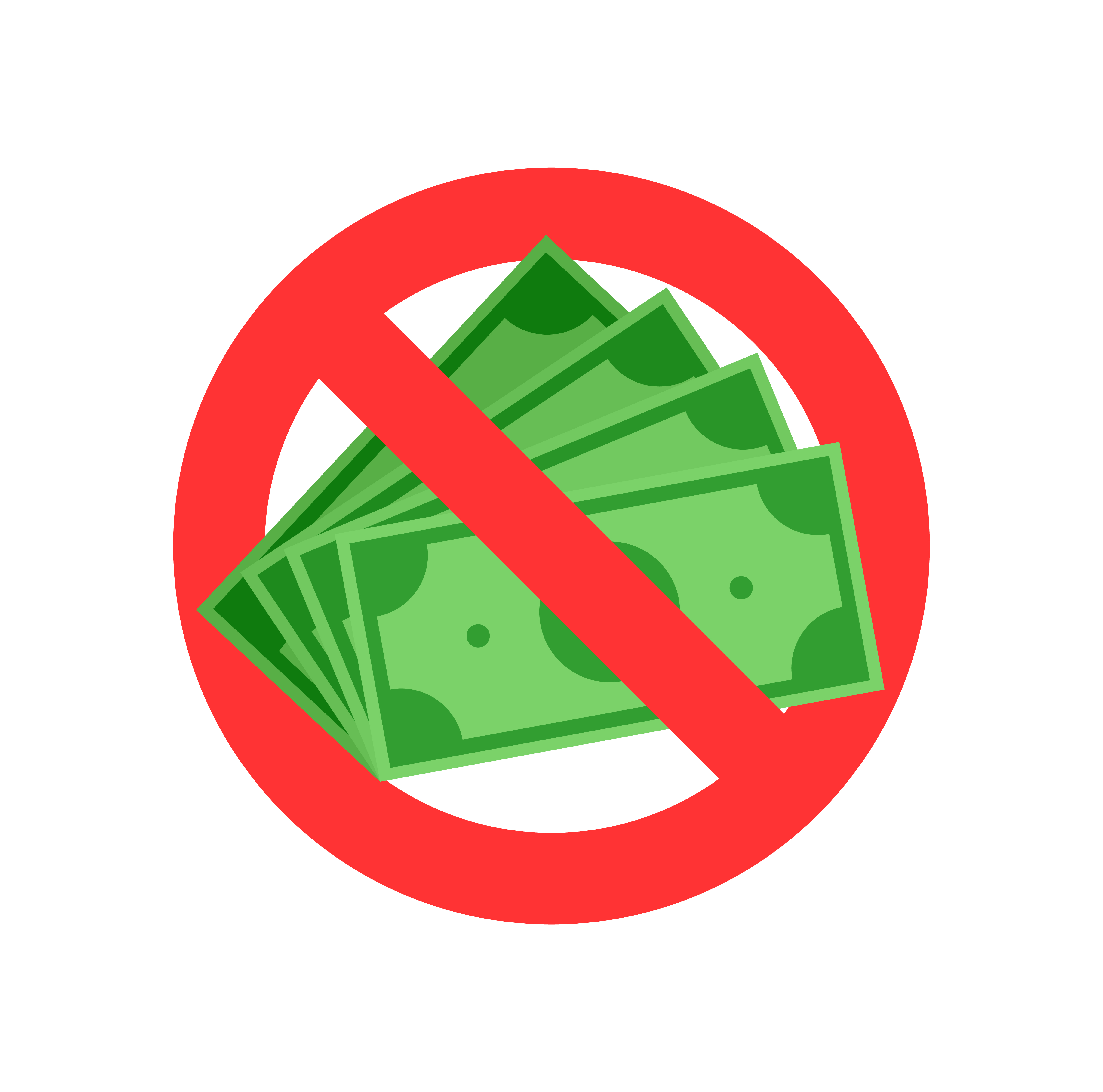 Prohibited Sign with Cash Money for Non-Cash Policy or Financial Concept. Vector stock illustration